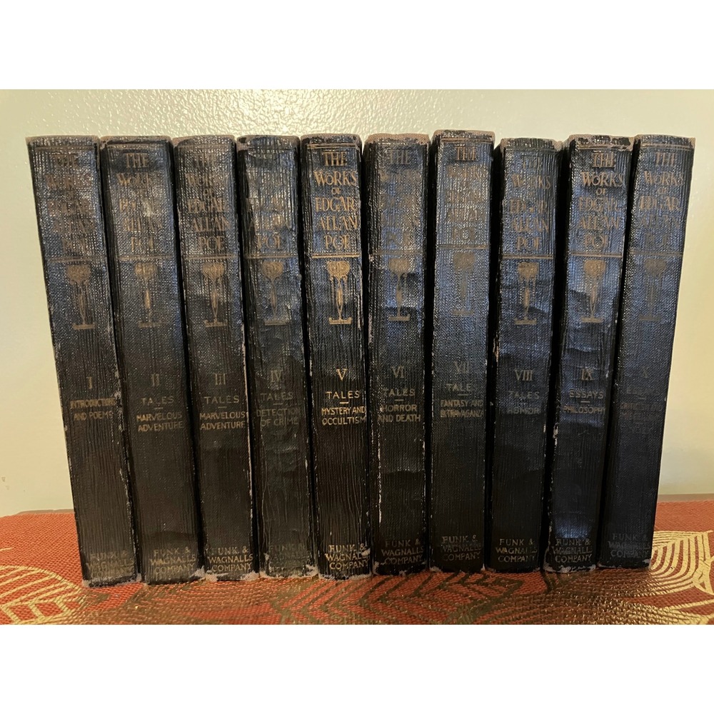 The Works of Edgar Allan Poe 10 Vol Gilt Funk & Wagnalls Commemorative Ed 1904